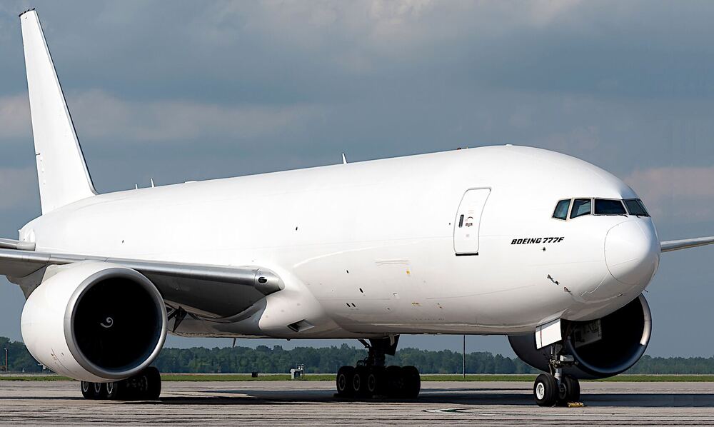 Boeing 777F long-haul freighter, typical aircraft used on Aviall Group cargo charters
