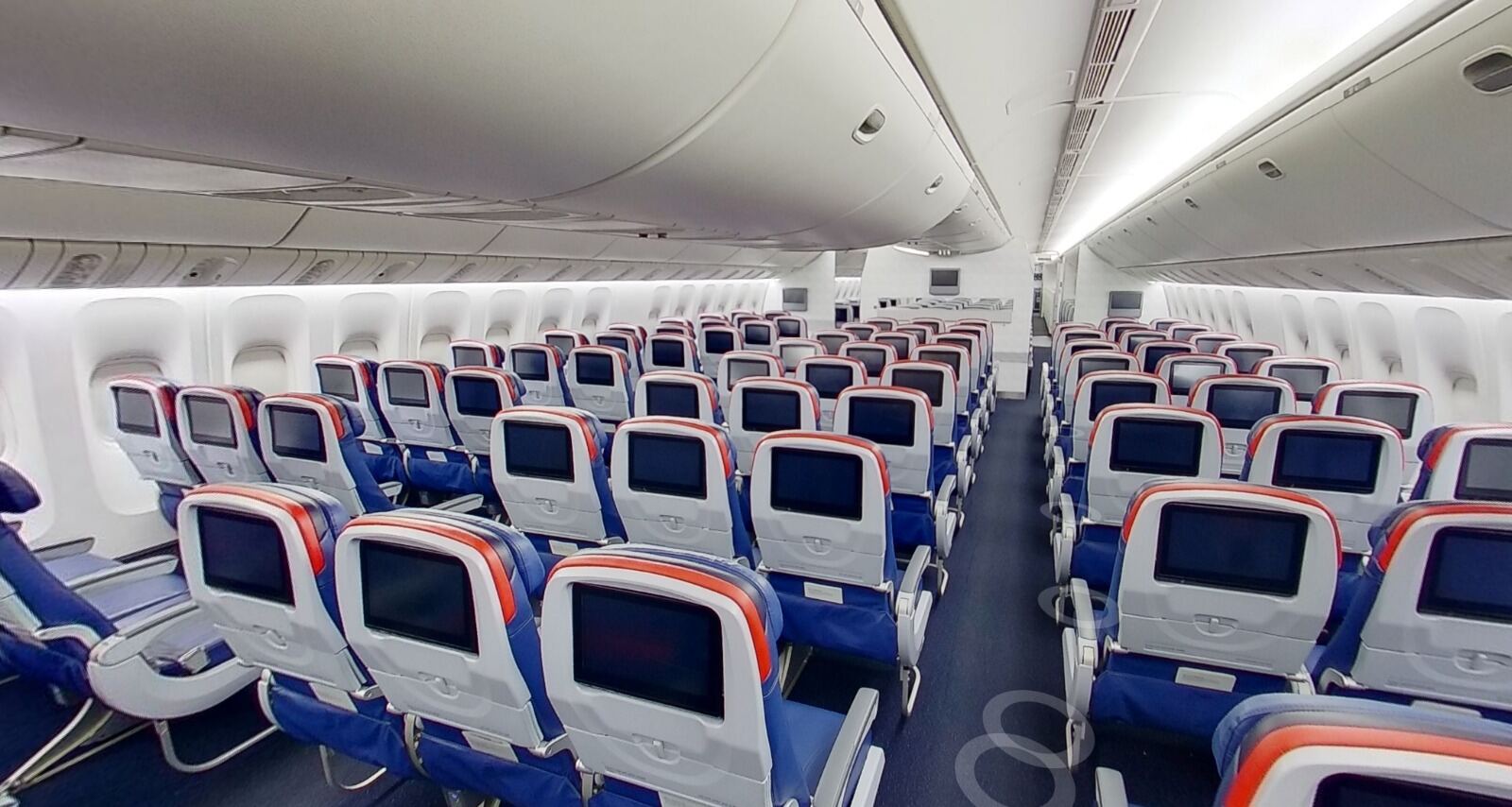 Regional jet cabin configured for a group charter movement